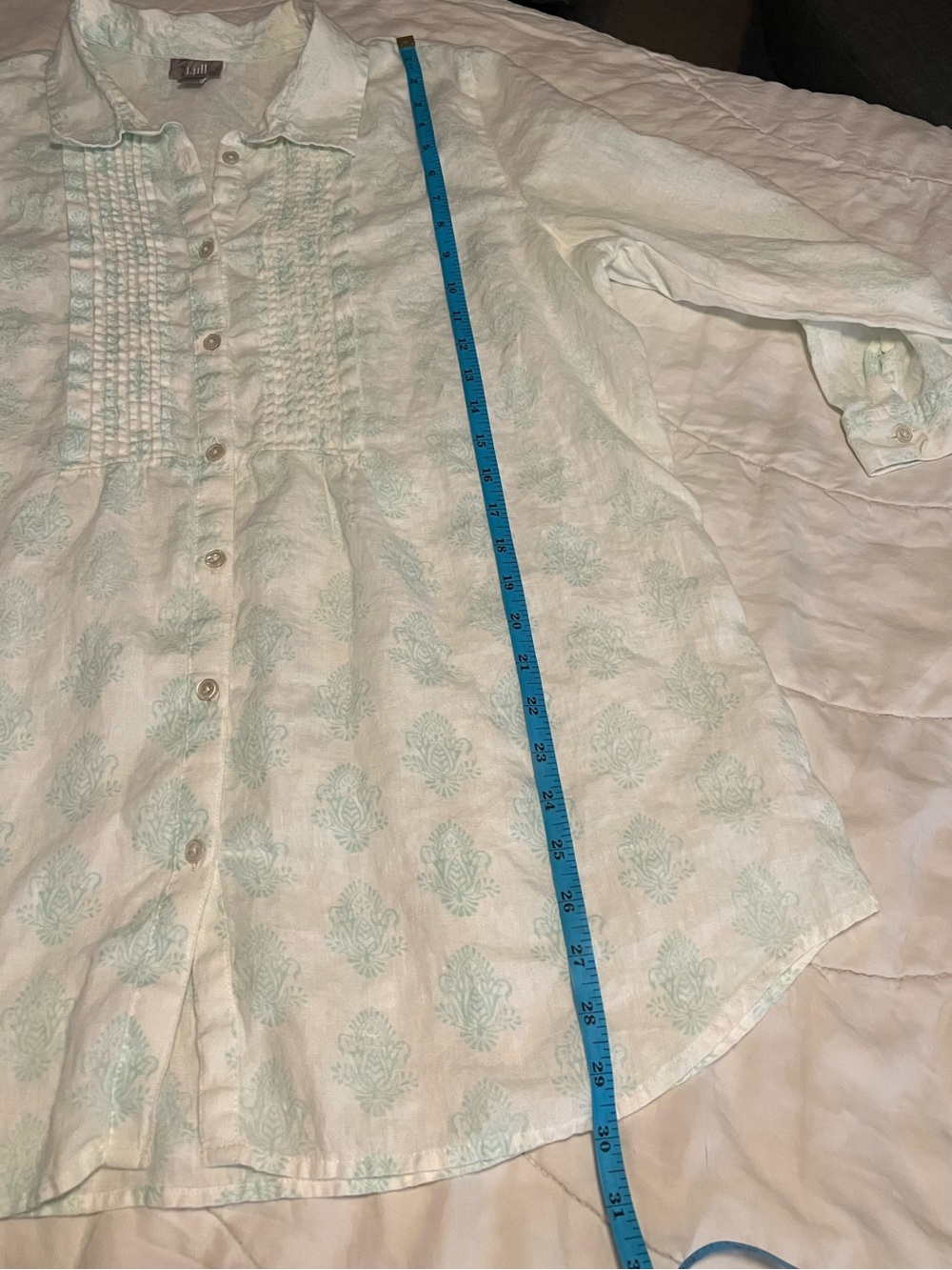 J. Jill Printed 100% Linen Button Down Blouse - Picture 9 of 9